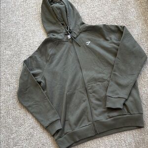 🦈 NWOT Gymshark training fleece zip up hoodie army green size M